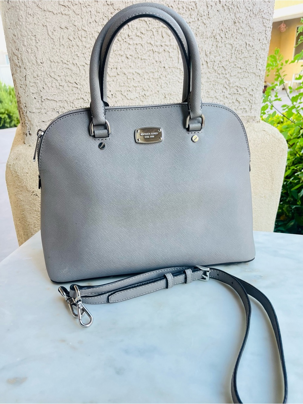 Michael Kors grey Mercer dome satchel handbag